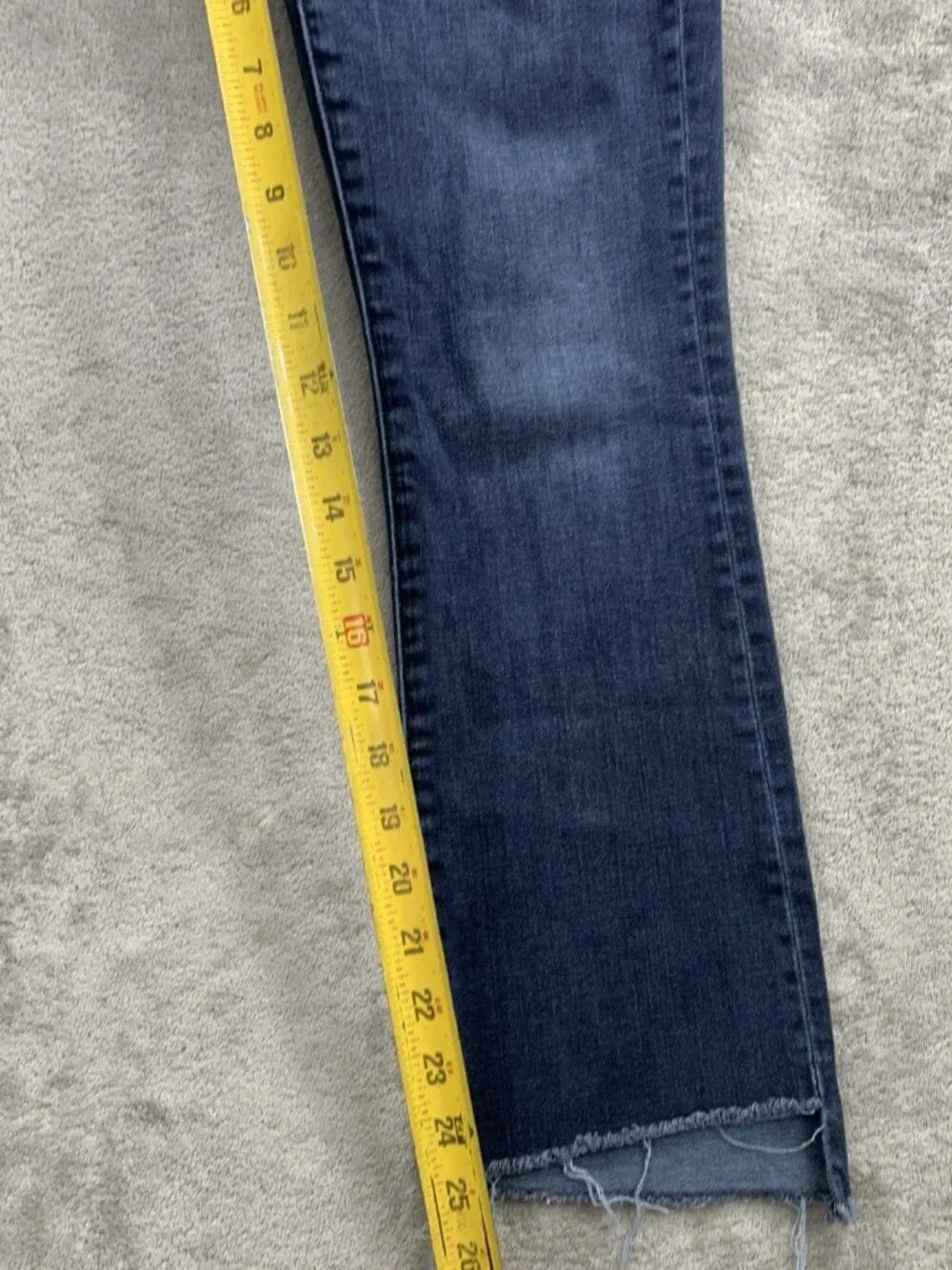 MOTHER Insider Crop Step Fray Jeans Womens 25 Night Tripper Raw Hem Blue Denim